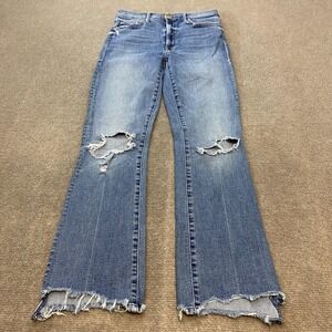 Mother The Insider Crop Step Chew Jeans Womens 27 High Rise Distressed Raw Hem